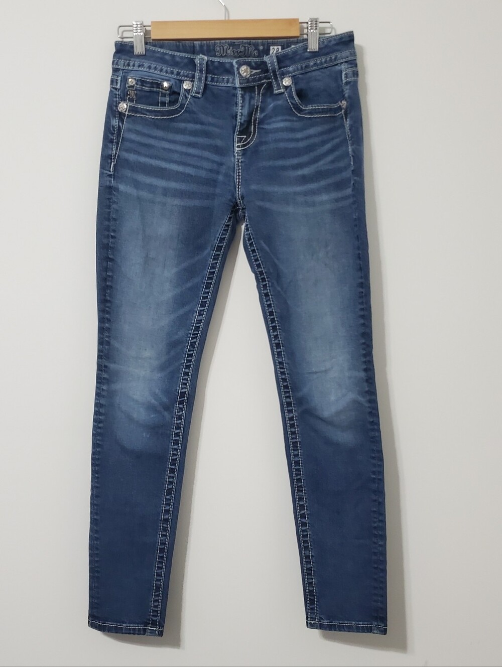 Miss Me Hailey Skinny Jeans Embroidered Back Pockets Womens 28 Waist